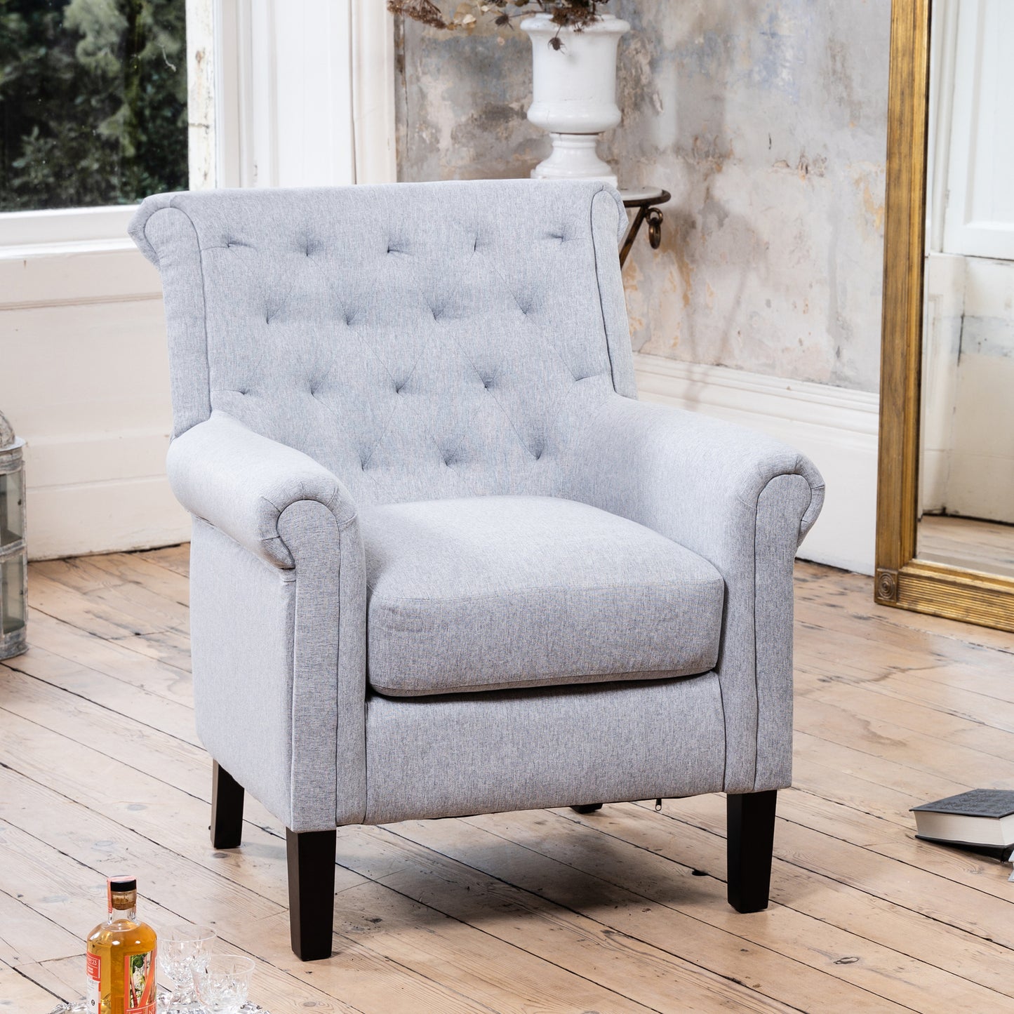 Woodside linen accent chair